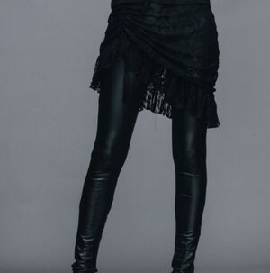 Devil Fashion Black Ruffled Skirt with Attached Pants